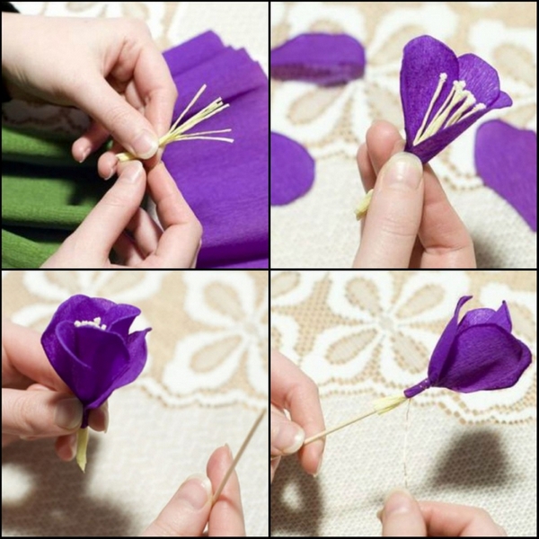 Делаем тычинки и формируем цветок. Фото с сайта http://belosnezhka.com/