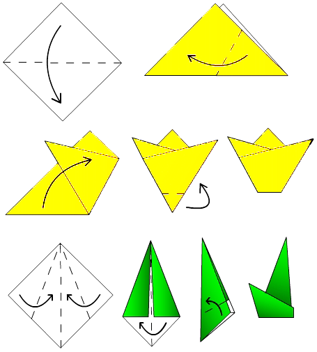 Схема для сборки тюльпана оригами
