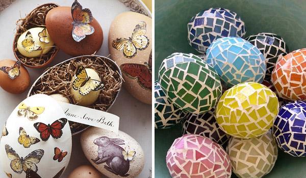 Украшение яиц наклейками и мозаикой. Фото с сайта urokizo.ru 