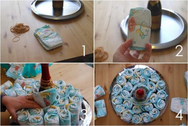 Готовим торт из памперсов для малыша. Фото с сайта http://podarokhandmade.ru/