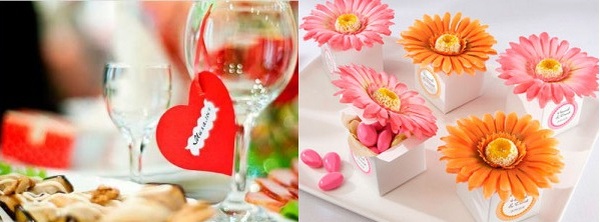 Карточки-сердечки и с цветами — очень романтично. Фото с сайта http://wedding-mood.com